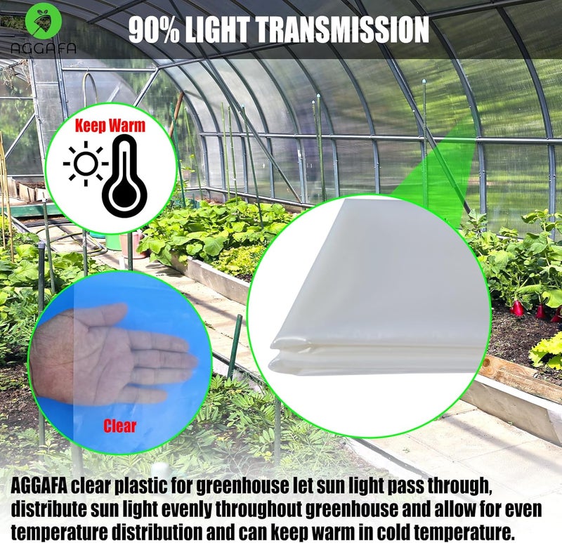 AGGAFA 6 mil (8ft x 25ft) 100% Virgin Material. 5Layers Advanced Extrusion Technology for UV Protection, Anti-drip, Anti-Fog, Thermal and Strength. 4Years Lifetime UV Resistant Greenhouse Plastic - Image 3